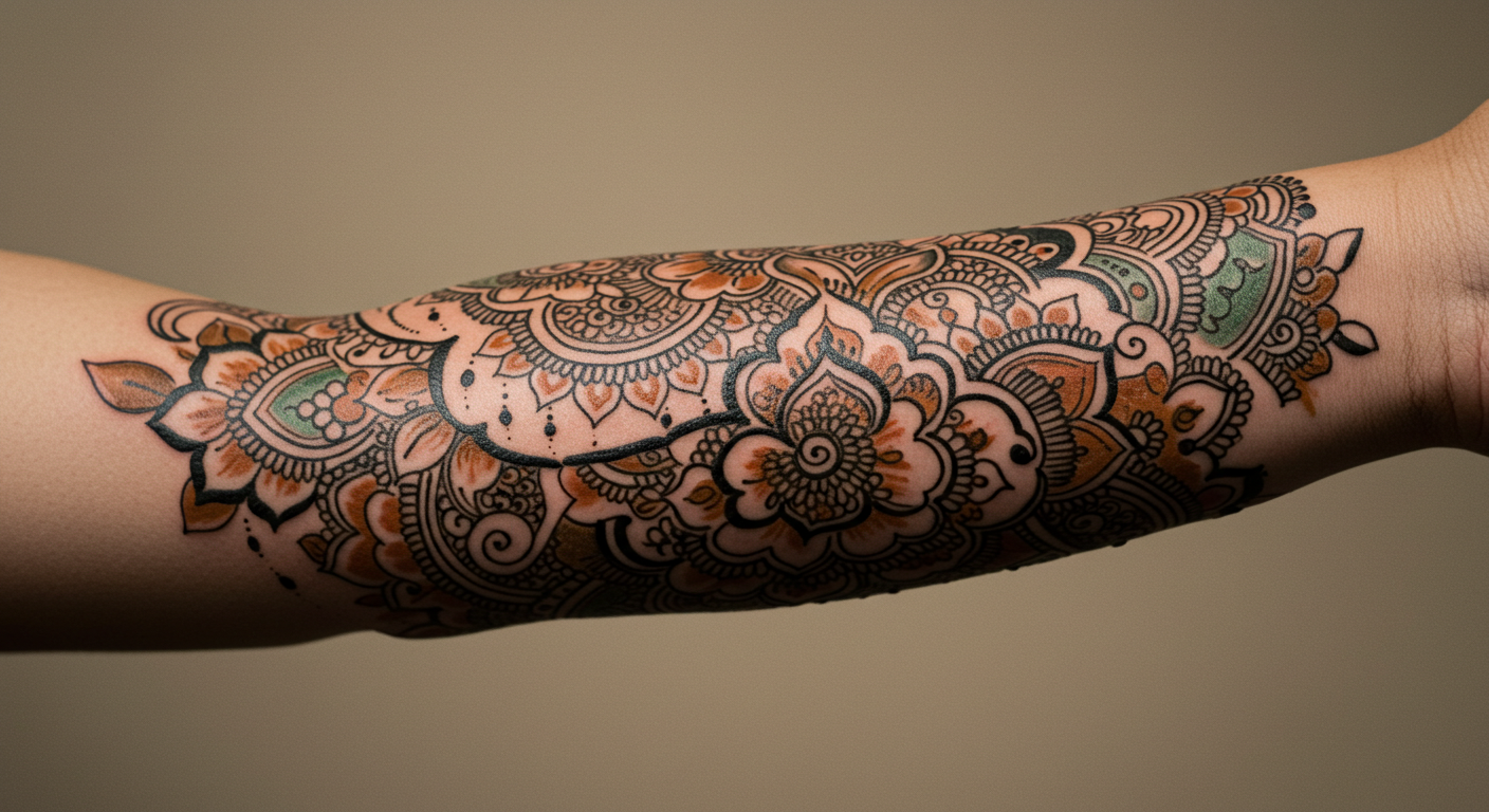 tattoo-on-arm-mehndi tattoo-on-arm-mehndi
